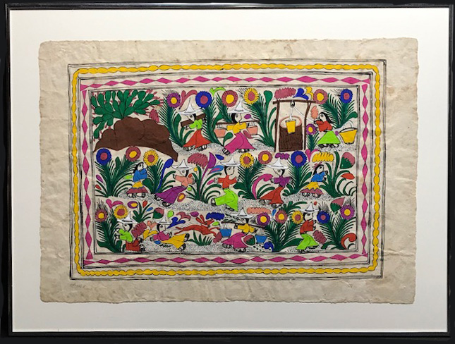 645x488 Vintage Mexican Amate Folk Art Painting By Antonia Francio - Mexican Folk Art Painting