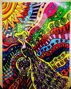 236x294 Hand Drawn And Painted Mexican Folk Art By Me 9x12 For Sale Day - Mexican Folk Art Painting