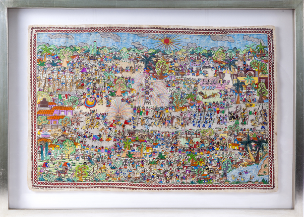 603x432 Independencia De Mexico Amate Paper Mexican Folk Art Painting - Mexican Folk Art Painting