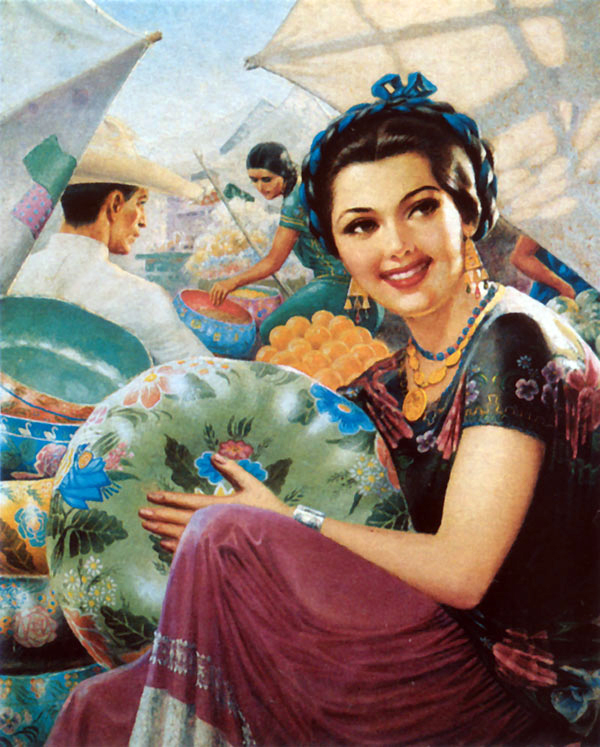 600x747 Mexican Calendar Girls Famous Mexican Artists - Mexican Girl Painting
