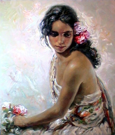 402x475 Royo Jose Royo Art Gallery - Mexican Girl Painting