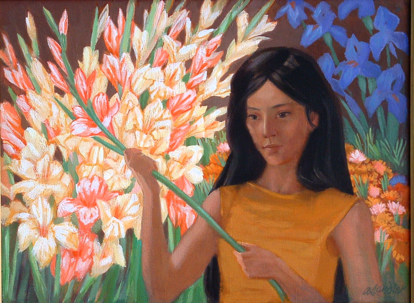 1378x1007 The Acrylic Painting Called Flower Girl - Mexican Girl Painting