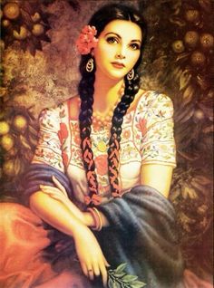 236x318 Vintage Mexican Calendar Image - Mexican Girl Painting
