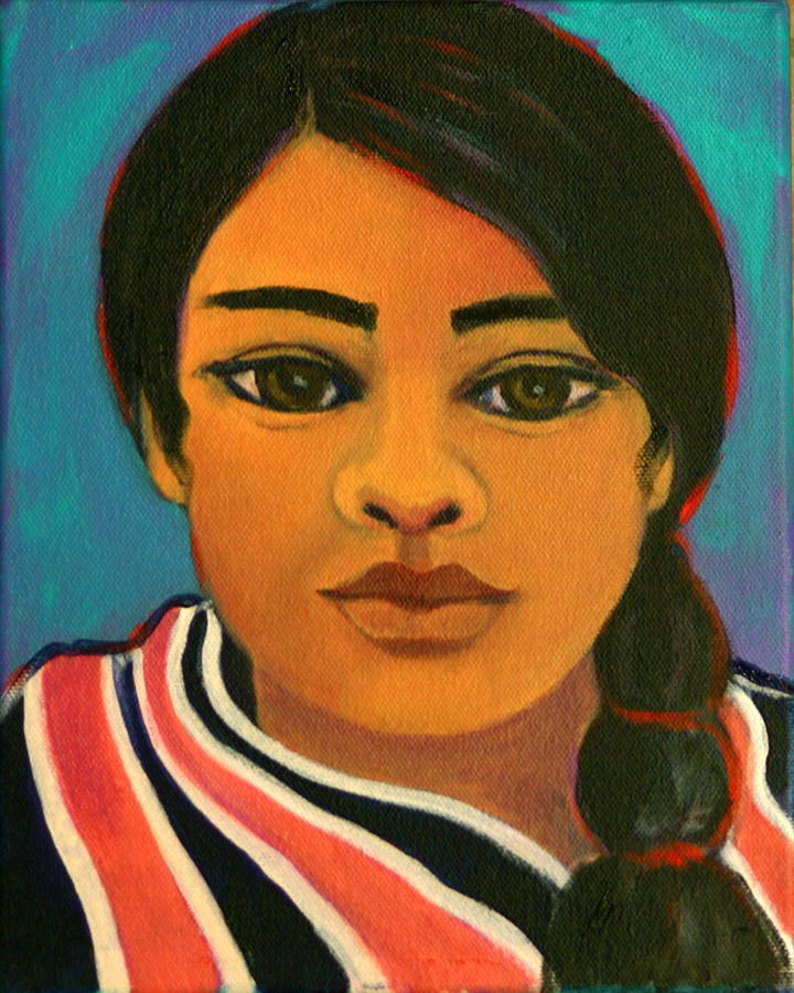 720x900 Young Mexican Girl Painting By Susan Santiago - Mexican Girl Painting