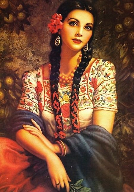 451x646 Vintage Mexican Pin Up Art - Mexican Girl Painting