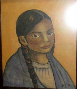 247x285 Mexican Girl In Braids Diego Rivera (Item - Mexican Lady Painting