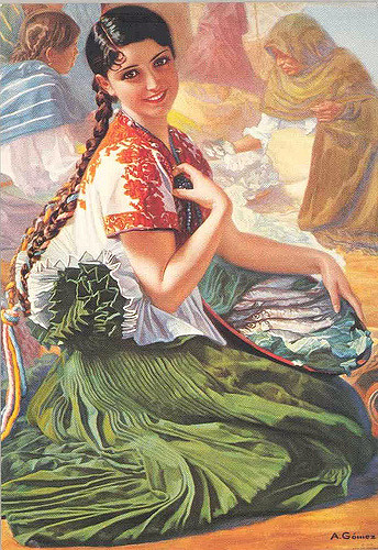 344x500 Mexico - Mexican Lady Painting