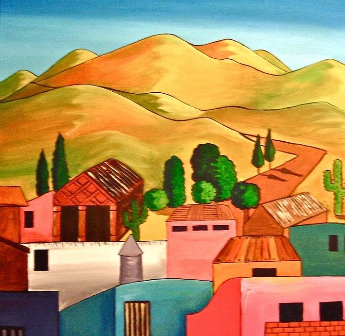 709x692 Mexican 1 Painting By Vicky Peacock - Mexican Landscape Painting
