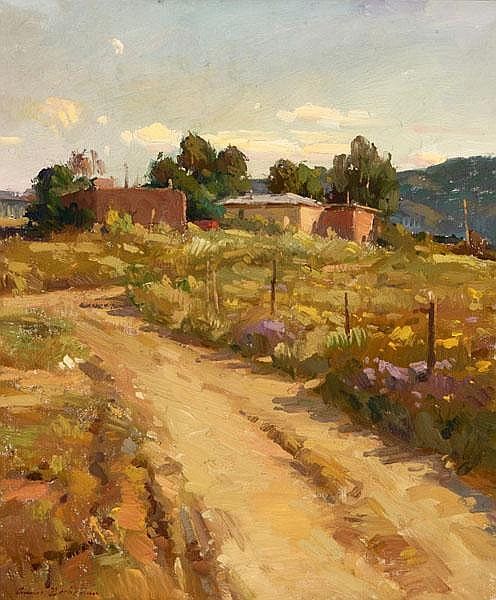 496x600 Ovanes Berberian Art Idaho, Adobe And Mexicans - Mexican Landscape Painting