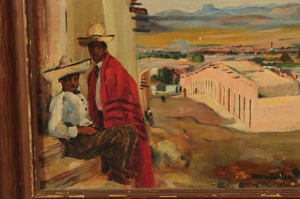 600x398 Ruben Herrera Mexican Village Scene Oil Painting - Mexican Oil Painting