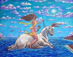 300x236 Mexican Painting German Rubio Folk Art Europe's Rape Rapto De - Mexican Painting