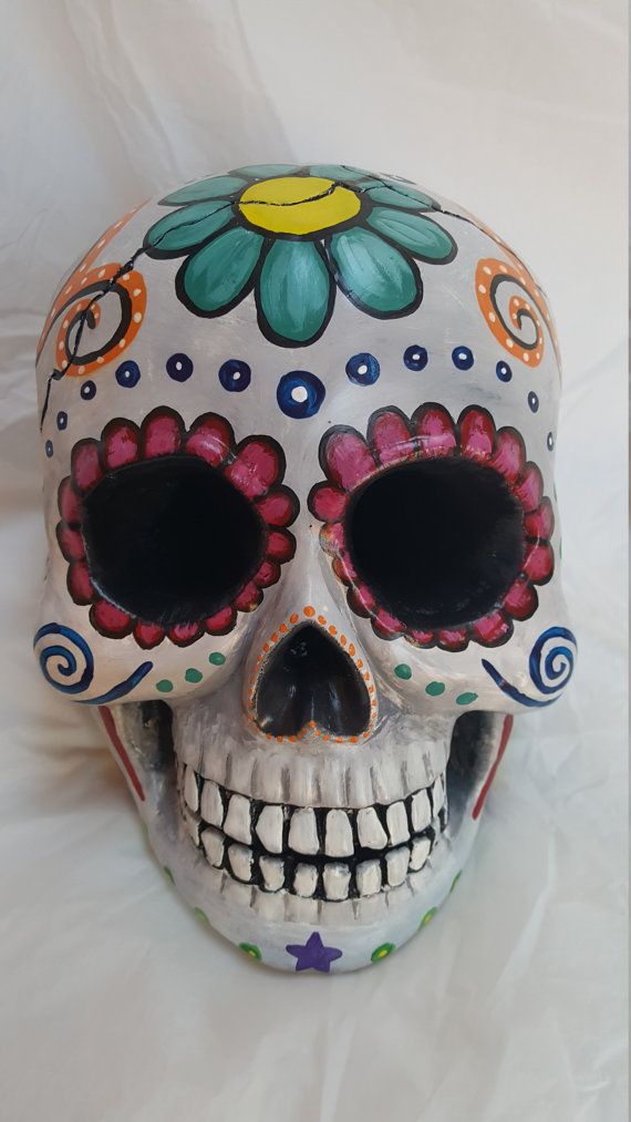 570x1013 Sugar Skull Painted Sculpture, Sugar Skull Gift, Calavera, Sugar - Mexican Painting Skulls