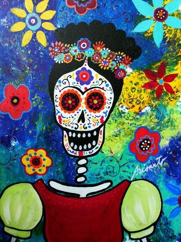 375x500 Dia De Los Muertosgt Painting By Frida Spanish Fun For 3rd - Mexican Painting Skulls