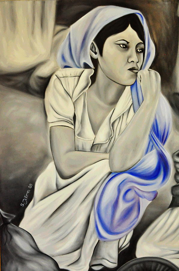 597x900 Mexican Woman Painting By Sabine Klimm - Mexican Painting Woman