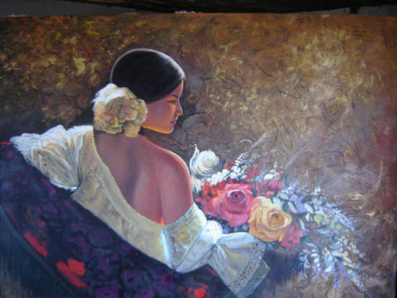 800x600 Woman Mexican Original Art By Jose Ascencion Cuellar Romero - Mexican Painting Woman
