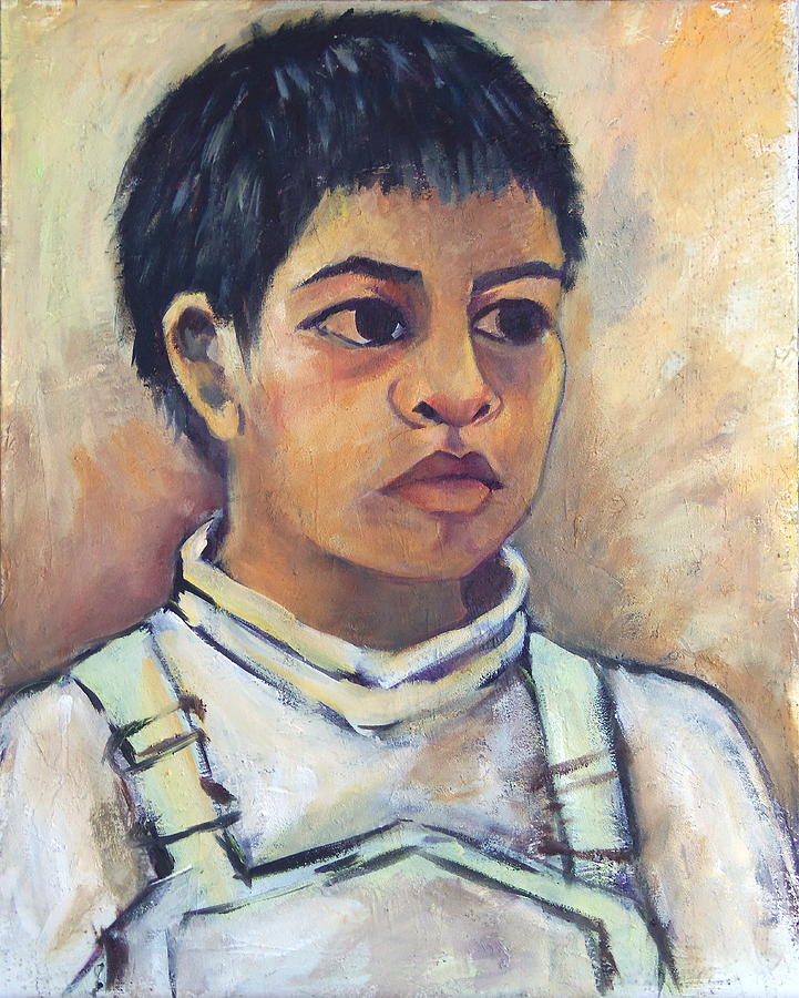 721x900 Young Mexican Boy Painting By Susan Santiago - Mexican Portrait Painting