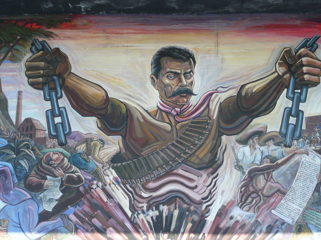 1024x768 Mexican Revolutionary Emiliano Zapata Fragment - Mexican Revolution Painting