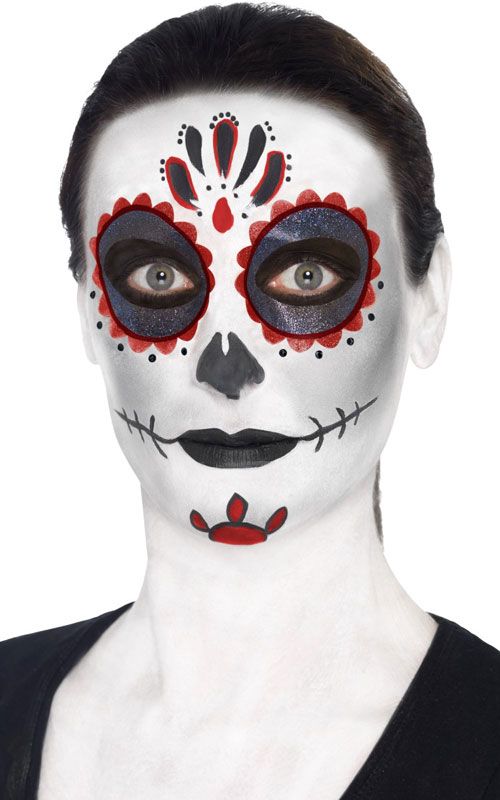 500x800 Mexican Sugar Skull Make Up Women's Day Of The Dead Face Paint - Mexican Sugar Skull Painting