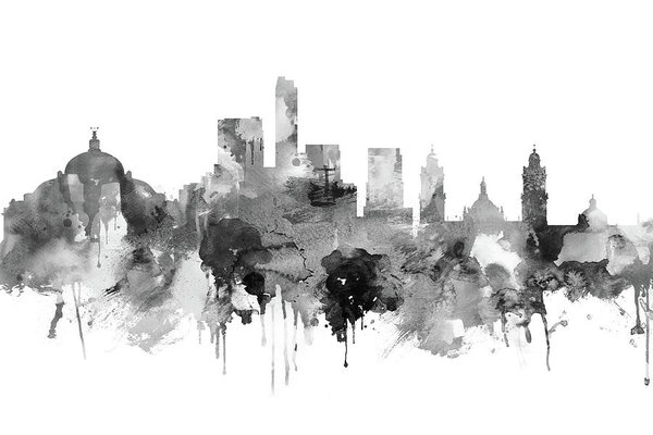 600x400 Mexico City Skyline Art Print By Dim Dom - Mexico City Painting