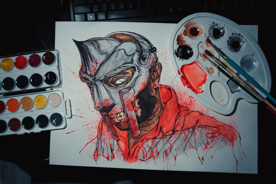 900x599 Zombie Mf Doom By Krosi - Mf Doom Painting
