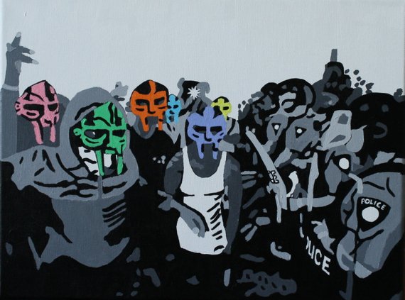 570x423 Hand Painted Original Madvillain Mf Doom Sickfit - Mf Doom Painting