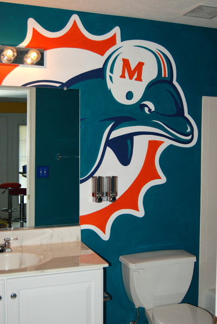 428x640 Miami Dolphins Mural In A Bathroom Tom Taylor Of Mural Art Llc - Miami Dolphins Painting