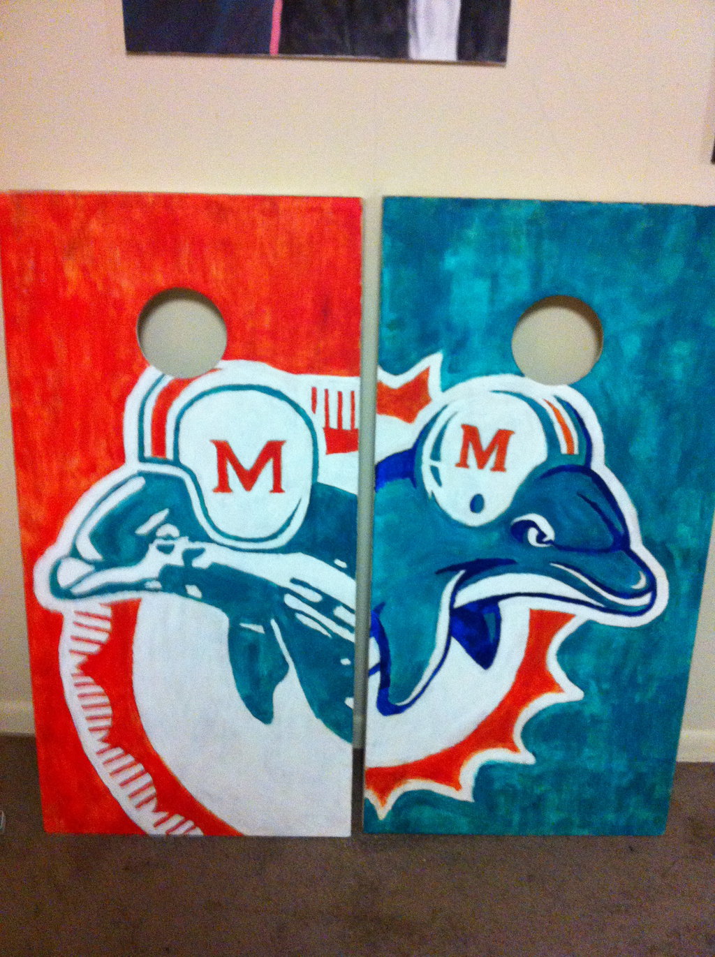 1024x1371 Miami Dolphins Cornhole Set By Nova The Mind - Miami Dolphins Painting