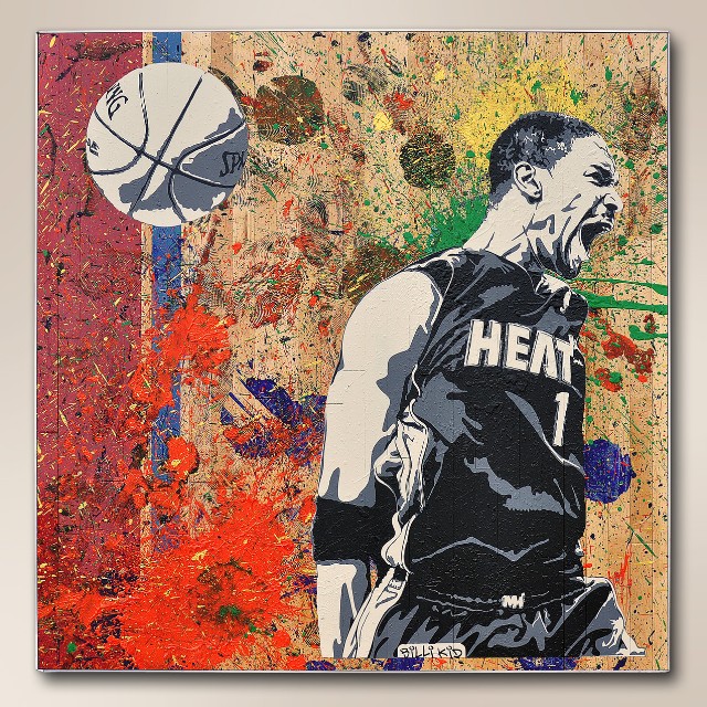 640x640 Miami Heat Stars Chris Bosh And Dwyane Wade Host - Miami Heat Painting