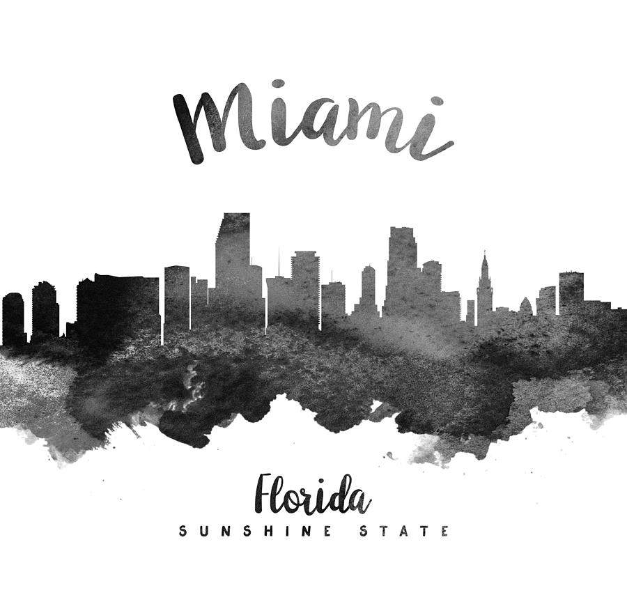 900x857 Miami Florida Skyline 18 Painting By Aged Pixel - Miami Skyline Painting