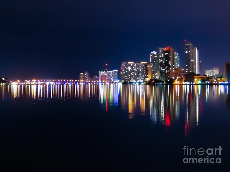 900x675 Miami Skyline Reflections The Painted City Photograph By Rene - Miami Skyline Painting