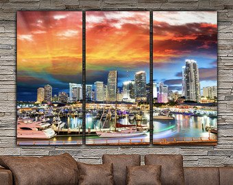 340x270 Miami Skyline Etsy - Miami Skyline Painting