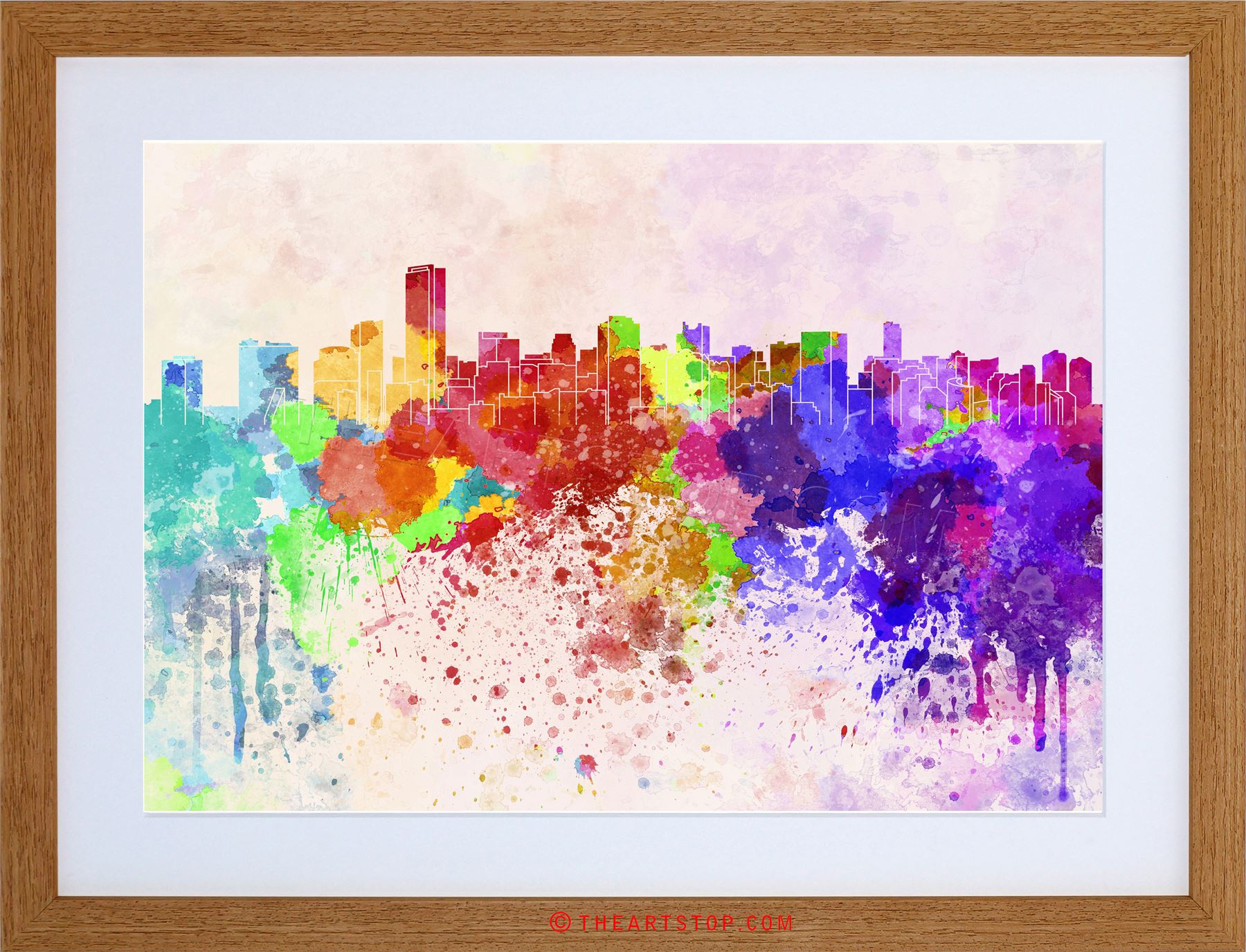 1800x1376 Painting Cityscape Miami Skyline Paint Splash Framed Print - Miami Skyline Painting