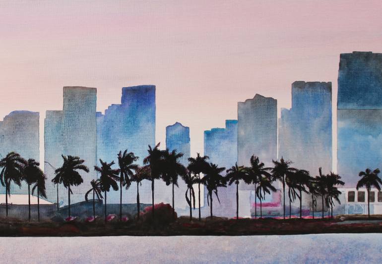 Miami Skyline Painting at PaintingValley.com | Explore collection of