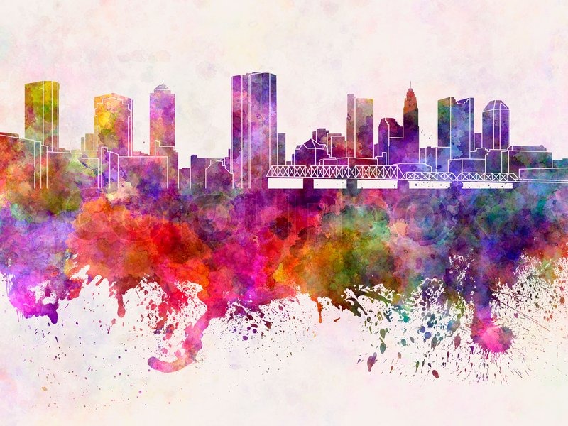 800x600 Columbus Skyline In Watercolor Background Stock Photo Colourbox - Miami Skyline Painting