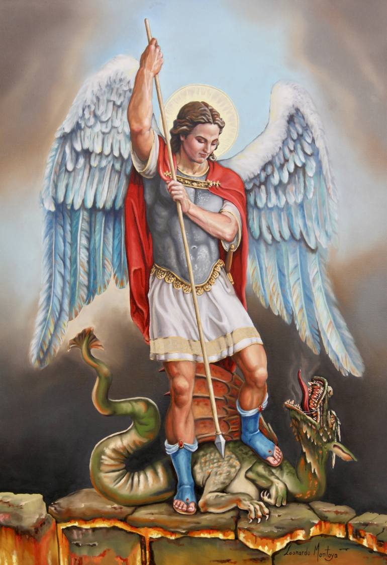 770x1122 Saatchi Art Saint Michael Painting By Leonardo Montoya - Michael Angel Painting