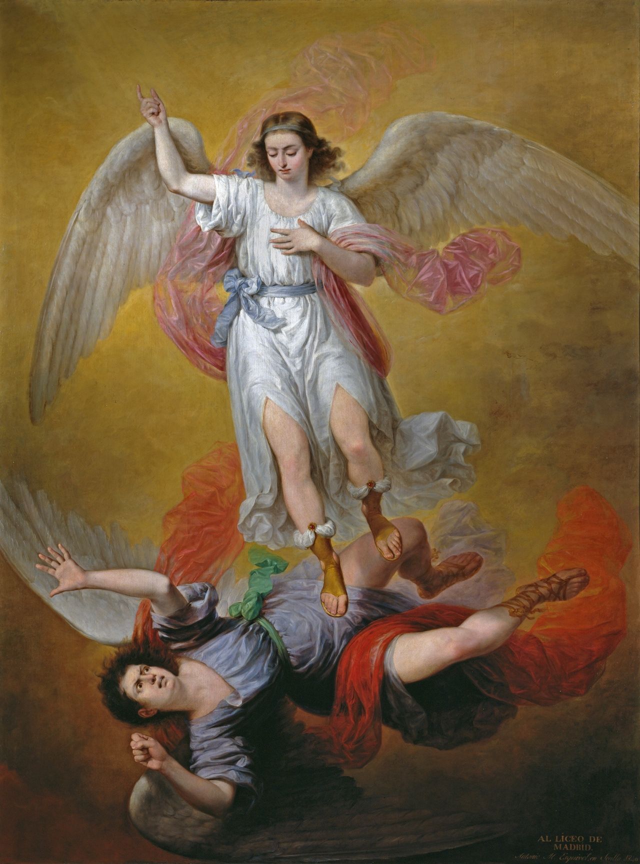 1280x1728 Antonio Esquivel Fall Of Lucifer (1840) Art - Michael Angel Painting