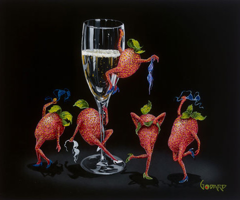 480x400 Strawberries Gone Wild By Michael Godard, Limited Edition - Michael Godard Painting