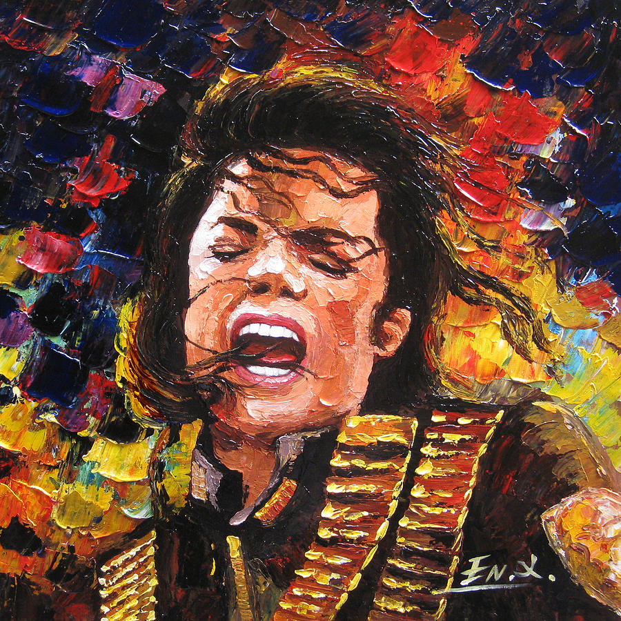 900x900 Original Palette Knife Painting Michael Jackson Painting By Enxu Zhou - Michael Jackson Canvas Painting