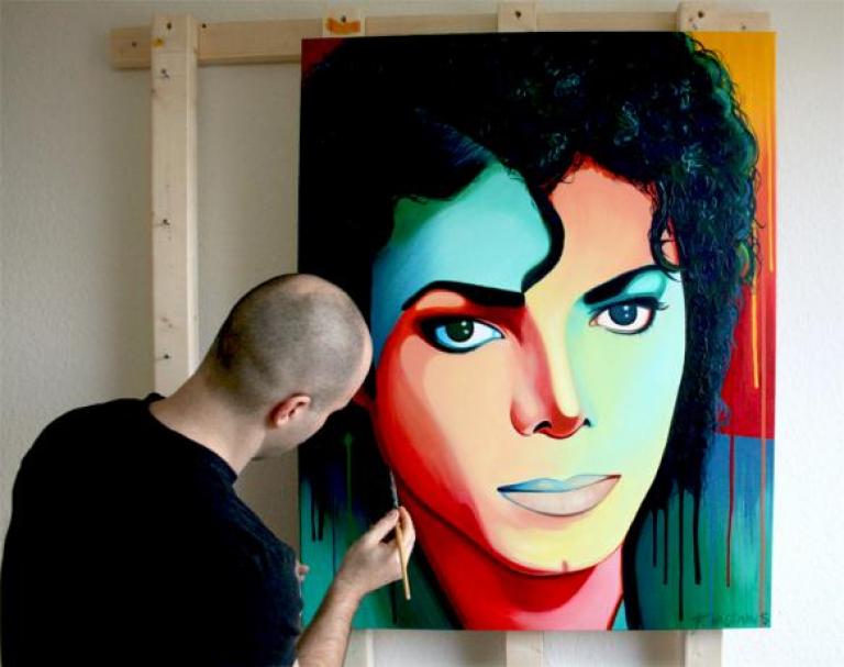 768x607 Michael Jackson Acrylic Portrait Painting By Frank Wagtmans - Michael Jackson Painting