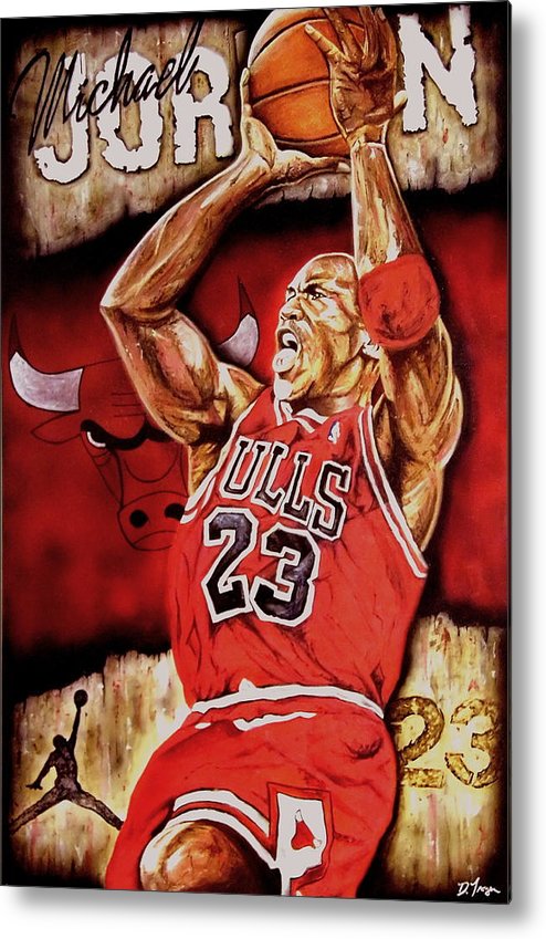 494x849 Michael Jordan Oil Painting Metal Print By Dan Troyer - Michael Jordan Oil Painting