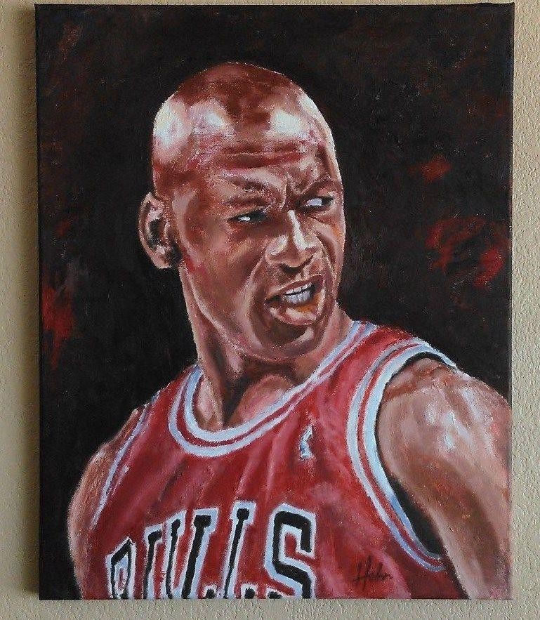 769x883 Michael Jordan Oil On Canvas Painting Chicago Bulls Basketball Air - Michael Jordan Oil Painting