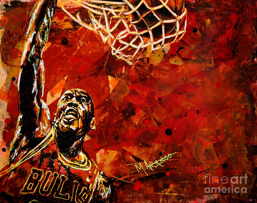 900x709 Michael Jordan Painting By Maria Arango - Michael Jordan Painting