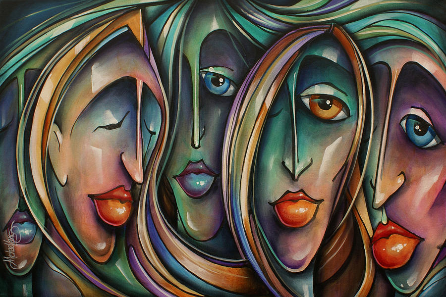 900x600 Masks' Painting By Michael Lang - Michael Lang Painting