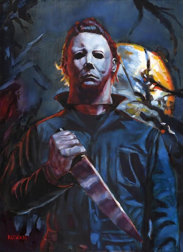 599x824 Pin By Apolonia Tijerina On Halloweenhorror Humour - Michael Myers Painting