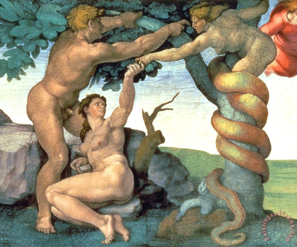 960x799 Michelangelo Buonarroti Sistine Chapel Ceiling 1508 12 The Fall - Michelangelo Painting