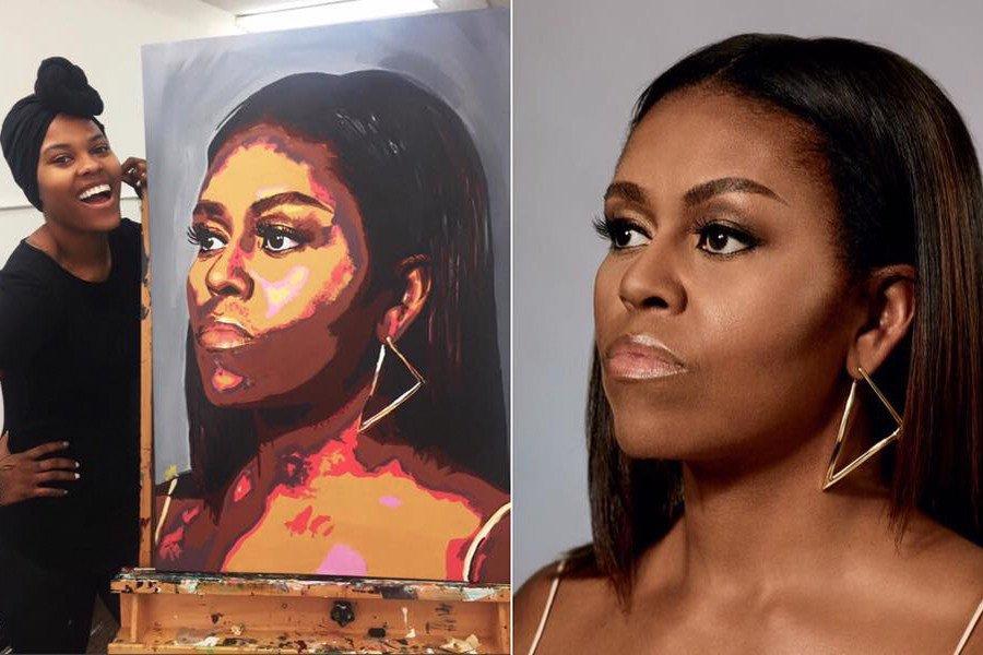 900x600 Look! This Talented Artist Turned One Of First Lady Michelle - Michelle Obama Painting