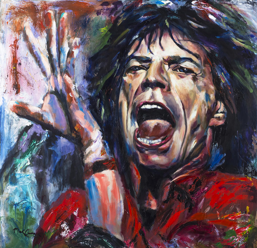 900x866 Mick Jagger Painting By Mark Courage - Mick Jagger Painting