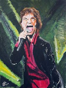 225x300 Mick Jagger Rolling Stones Acrylic Painting On Canvas Ebay - Mick Jagger Painting