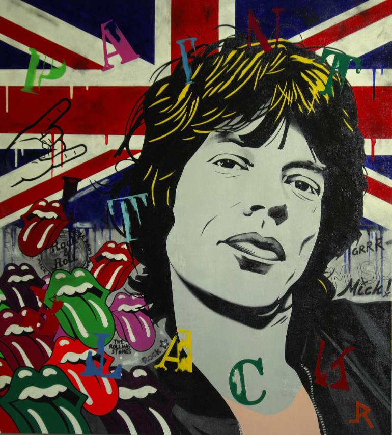 770x854 Saatchi Art Mick Jagger Paint It Black Painting By Adam Raid - Mick Jagger Painting