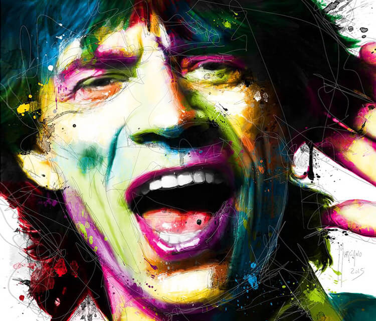 750x640 Mick Jagger, Mixed Media By Patrice Murciano No. 546 - Mick Jagger Painting